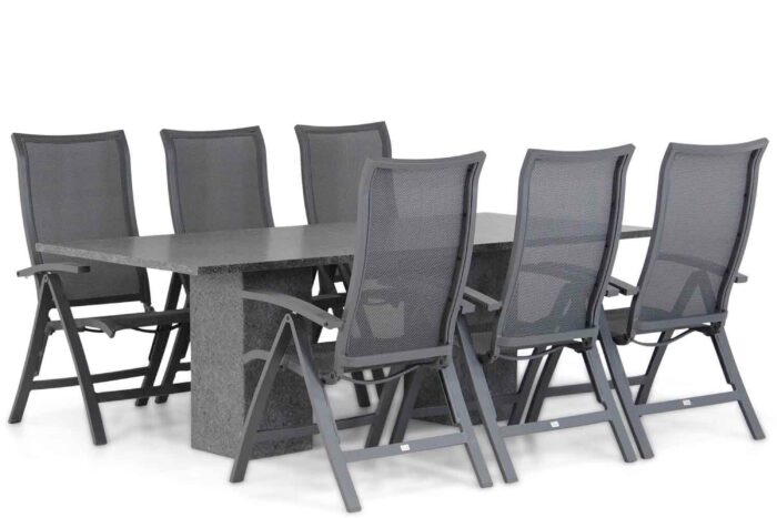 Presto Lucardo/Graniet 220 cm dining tuinset 7-delig – Grijs-antraciet