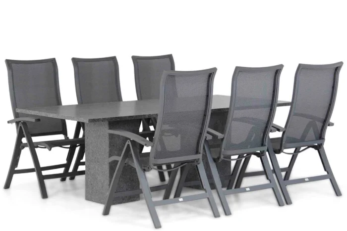 Presto Lucardo/Graniet 220 cm dining tuinset 7-delig - Grijs-antraciet