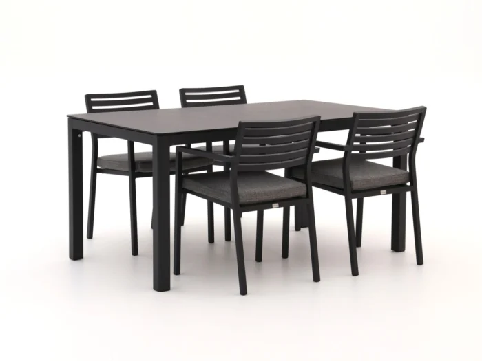 Bellagio tuinmeubelen Rumo/La Fonte 160cm dining tuinset 5-delig stapelbaar - Grijs