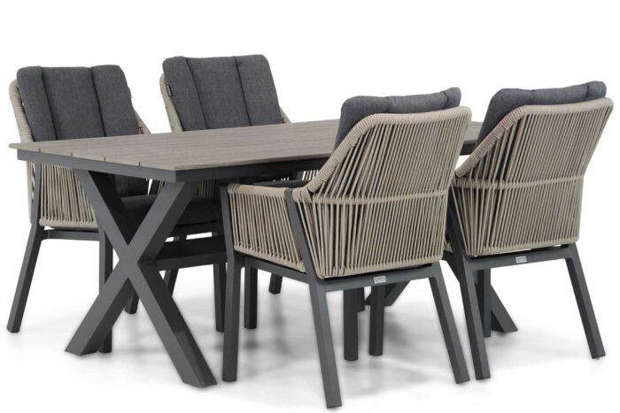 Lifestyle Garden Furniture Verona/Forest 180 cm dining tuinset 5-delig – Taupe-naturel-bruin