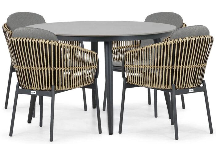 Coco Nathan/Vienna 120 cm dining tuinset 5-delig – Taupe-naturel-bruin