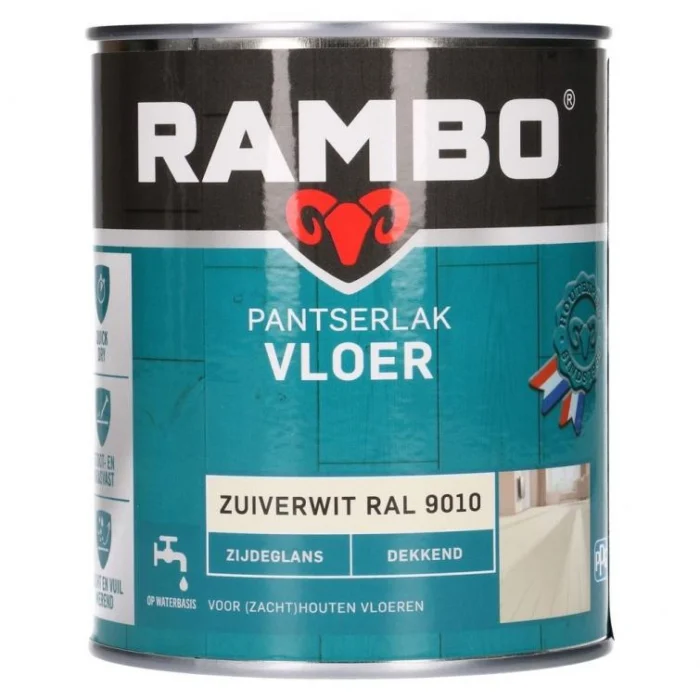 Rambo Pantserlak vloer dek zg 9010 0,75l - wit