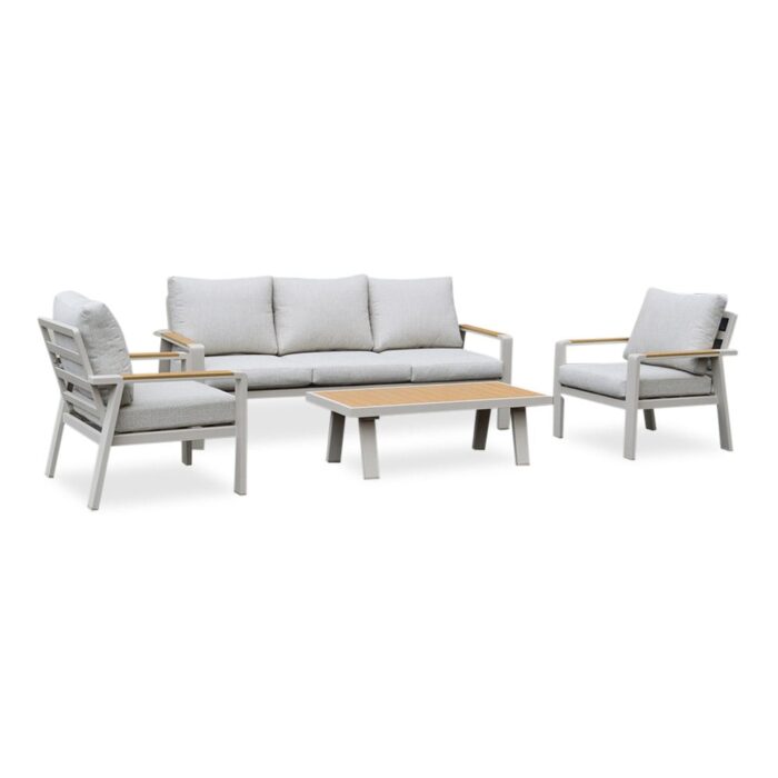 LUX outdoor living Lola stoel-bank loungeset 5 personen | aluminium + polywood | beige | 4-delig