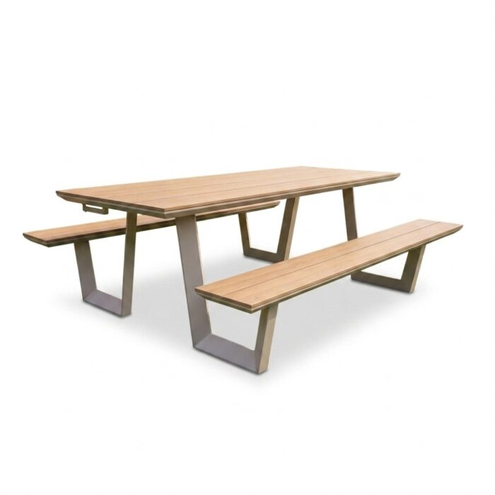 LUX outdoor living Brisbane picknick dining tuinset | aluminium + polywood | Natural Wood/beige | 200cm