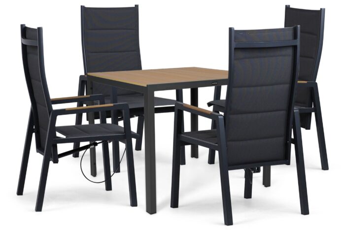 Lifestyle Garden Furniture Essence/Creta 90×90 cm dining tuinset 5-delig – Grijs-antraciet