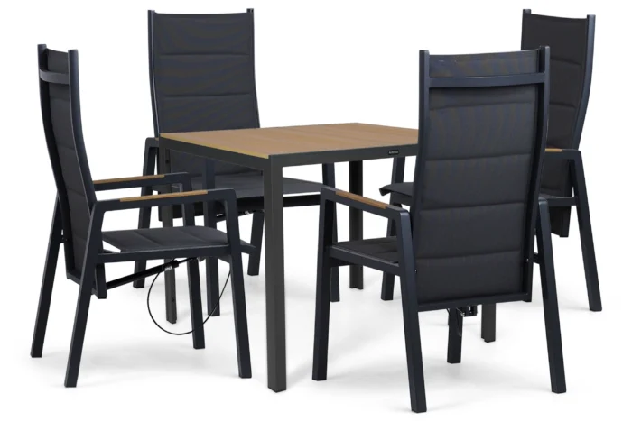 Lifestyle Garden Furniture Essence/Creta 90x90 cm dining tuinset 5-delig - Grijs-antraciet