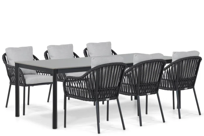 Coco Puerto/Como 220 cm dining tuinset 7-delig - Grijs-antraciet