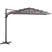 Madison Zweefparasol monaco flex iii 300x300 cm polyester taupe grade 6 zonwering - bruin