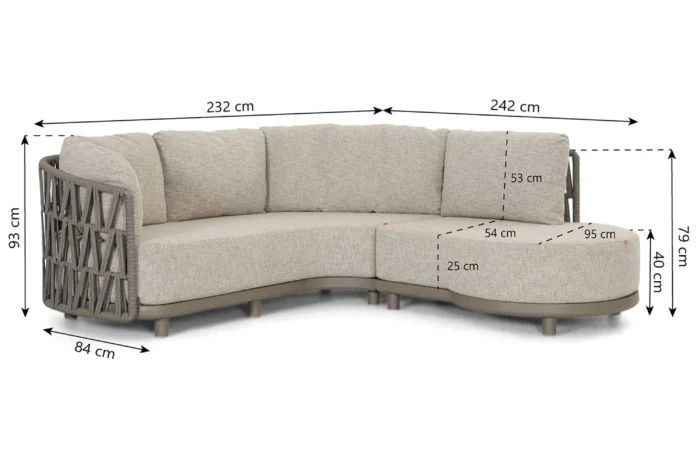 Santika Furniture Cayora organisch loungeset 2-delig - Taupe-naturel-bruin