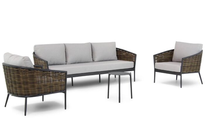 Coco Palm/Pacific 45 cm stoel-bank loungeset 4-delig – Taupe-naturel-bruin