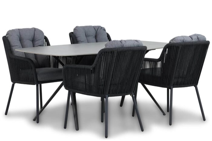 Santika Furniture Tendenza/Valerio 180 cm dining tuinset 5-delig – Grijs-antraciet