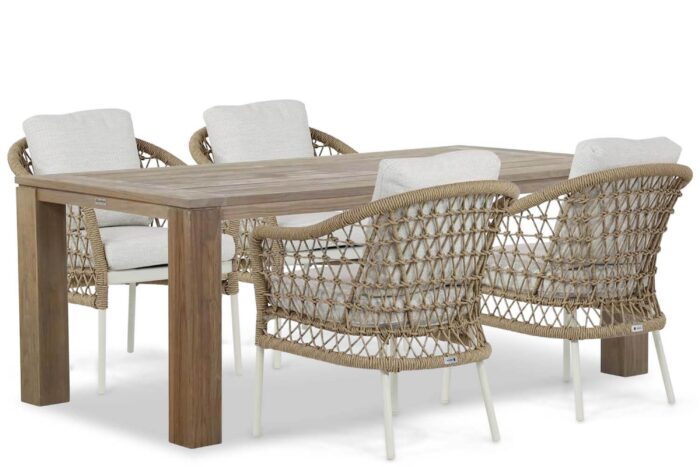 Coco Bali/Brighton 200 cm dining tuinset 5-delig – Taupe-naturel-bruin