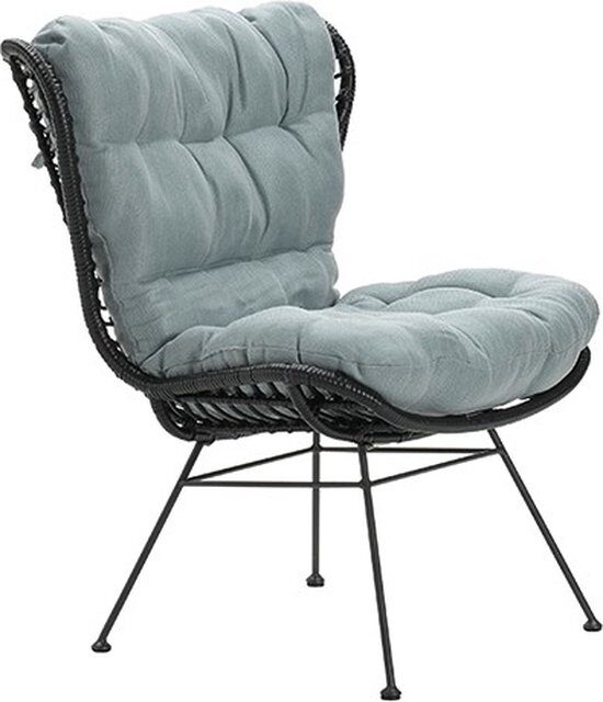 Garden impressions Libelle relax fauteuil loungestoel black rotan en mint grey – zwart