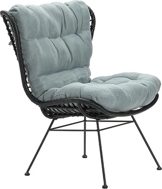 Garden impressions Libelle relax fauteuil loungestoel black rotan en mint grey - zwart