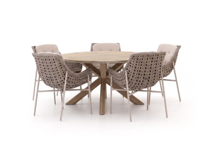 Manifesto Furniture Manifesto Novara/ROUGH-Y ø150cm dining tuinset 6-delig Laagste prijsgarantie! – Bruin