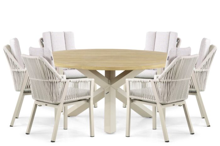 Lifestyle Garden Furniture Verona/Rockville 160 cm dining tuinset 7-delig – Taupe-naturel-bruin