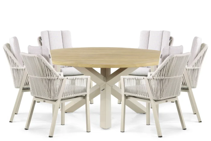 Lifestyle Garden Furniture Verona/Rockville 160 cm dining tuinset 7-delig - Taupe-naturel-bruin