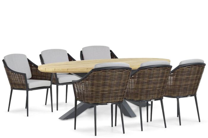 Coco Olivine/Diogo 240 cm dining tuinset 7-delig – Grijs-antraciet