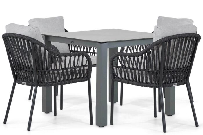 Coco Puerto/Yoko 90 cm dining tuinset 5-delig – Grijs-antraciet