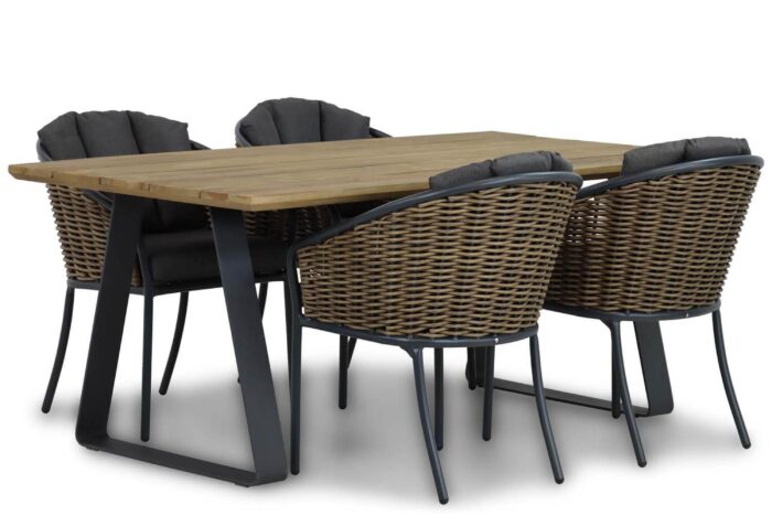 Santika Furniture Tika/Palta 180 cm dining tuinset 5-delig – Grijs-antraciet
