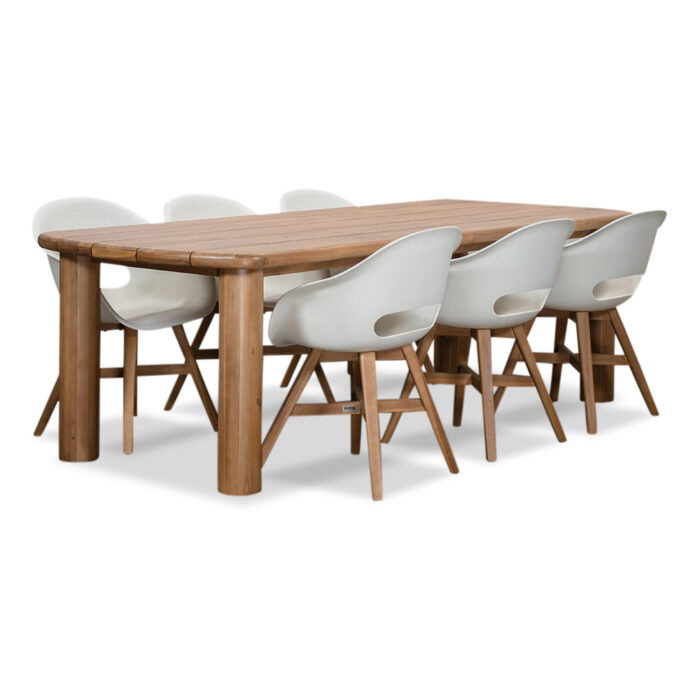 BUITEN living Laredo/Karlstad wit dining tuinset | 6 personen | hardhout + kunststof | 255cm