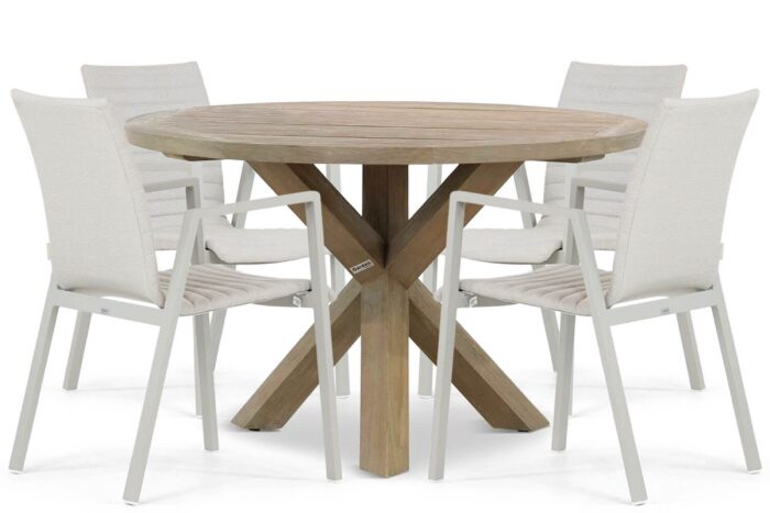 Osmen Joliet/Sand City 120 cm dining tuinset 5-delig – Taupe-naturel-bruin