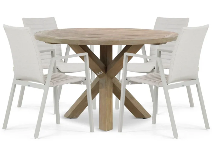 Osmen Joliet/Sand City 120 cm dining tuinset 5-delig - Taupe-naturel-bruin