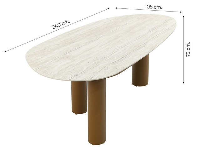 Taste Estate dining tafel amber keramiek mango shape 240×105 cm
