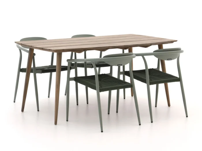 Manifesto Furniture Cavone/ROUGH-K 160cm dining tuinset 5-delig stapelbaar - Bruin