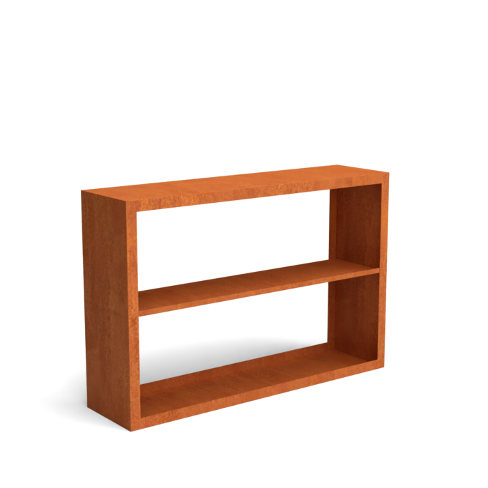 Geroba Egura cortenstaal houtopslag onderverdeling 2 vakken 1500x385x1000 mm – bruin