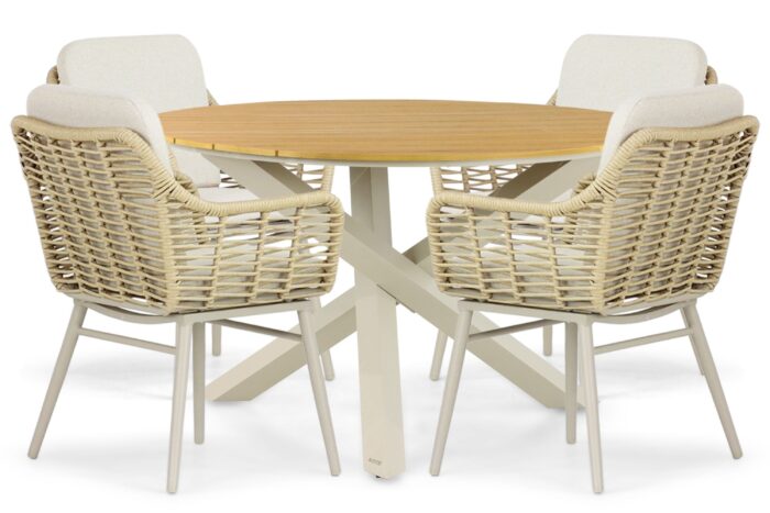 Coco Antoni/Ancona 125 cm dining tuinset 5-delig – Taupe-naturel-bruin