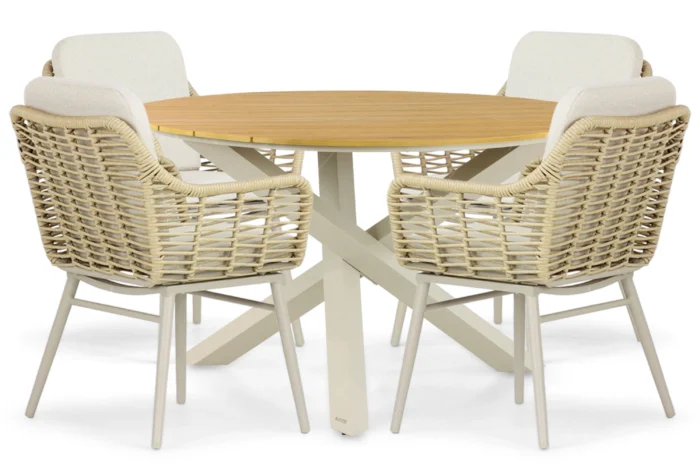 Coco Antoni/Ancona 125 cm dining tuinset 5-delig - Taupe-naturel-bruin