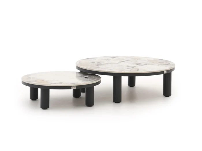 Bellagio tuinmeubelen Sarsina lounge tuintafelset ø85cm(h:27cm)/ø65cm (h:21cm) - Grijs