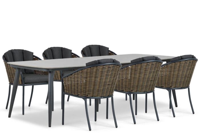 Santika Furniture Tika/Vienna 240 cm dining tuinset 7-delig – Grijs-antraciet