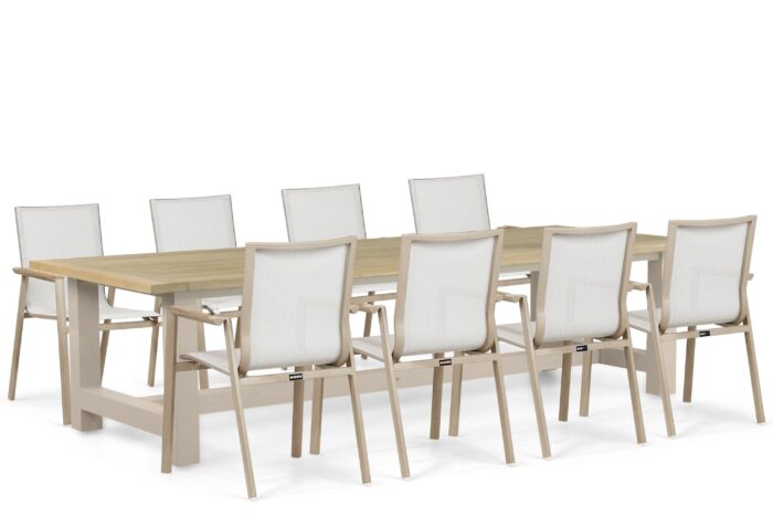 Lifestyle Garden Furniture Fiora/San Francisco 300×100 cm dining tuinset 9-delig – Zand/Beige