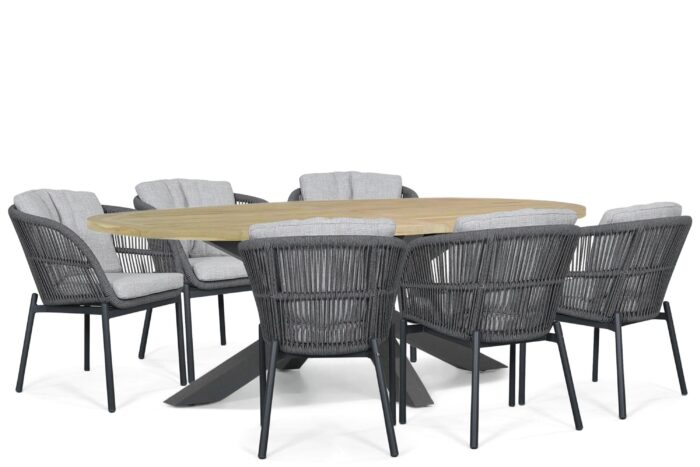 Lifestyle Garden Furniture Monaco/Brookline 240x120 cm dining tuinset 7-delig - Grijs-antraciet