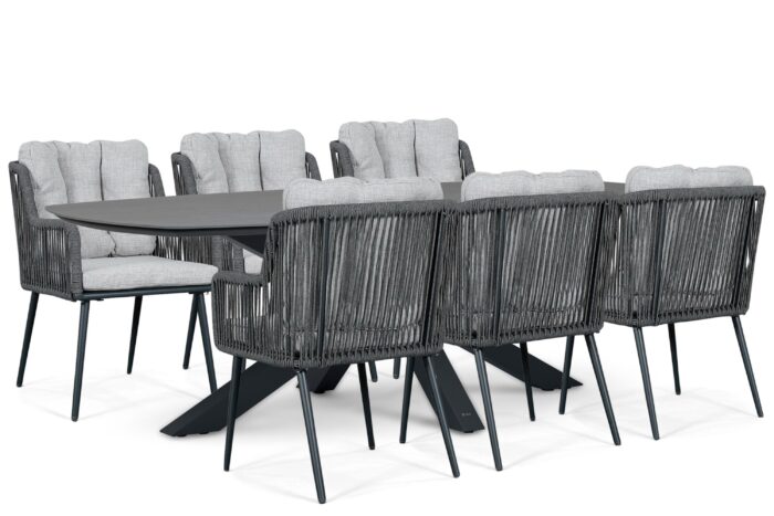 Lifestyle Garden Furniture Tivoli/Voyage 240×120 cm dining tuinset 7-delig – Grijs-antraciet