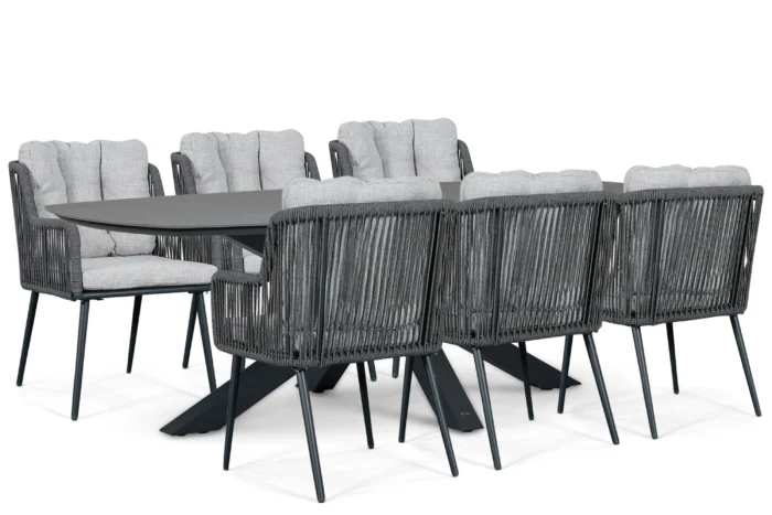 Lifestyle Garden Furniture Tivoli/Voyage 240x120 cm dining tuinset 7-delig - Grijs-antraciet