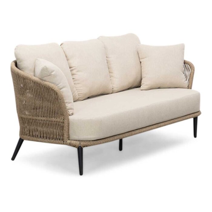 BUITEN living Palermo 3-zits tuinbank | aluminium + touw | Sahara Dust | 170cm