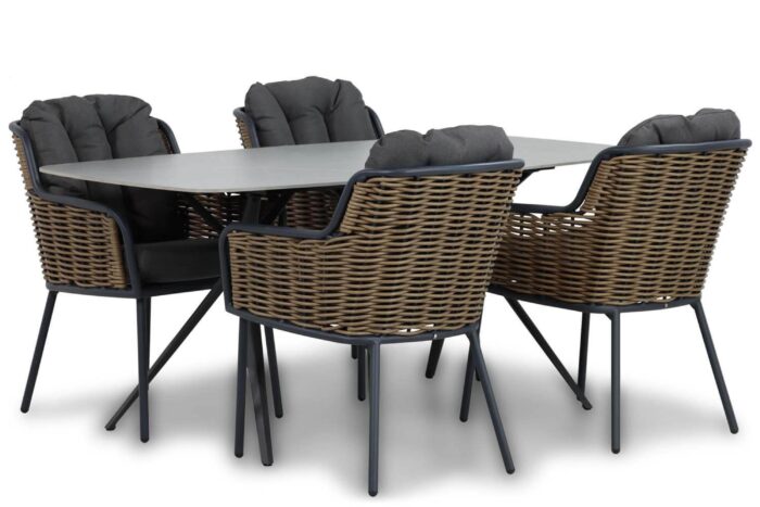 Santika Furniture Fasano/Valerio 180 cm dining tuinset 5-delig – Grijs-antraciet