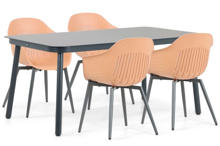 Lifestyle Garden Furniture Lissabon/Tavano 160 cm dining tuinset 5-delig – Oranje