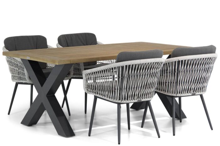 Lifestyle Garden Furniture Western/Cardiff 180 cm dining tuinset 5-delig – Wit