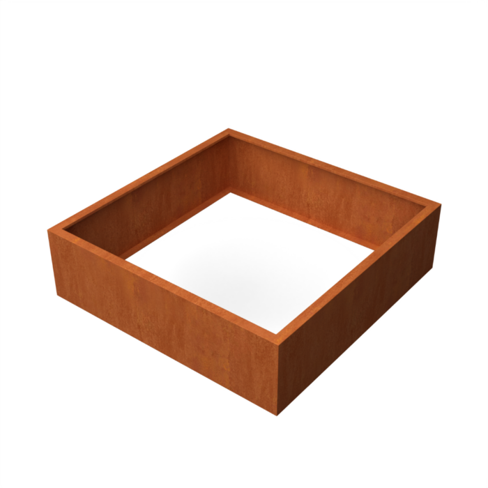 Geroba Artesa Rechthoekige plantenbak cortenstaal L140 x B140 x H40 cm zonder bodem – bruin