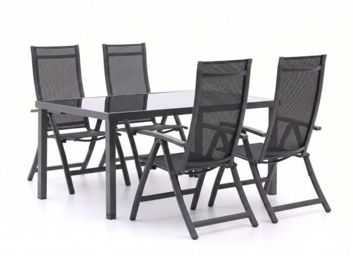 Bellagio tuinmeubelen Bellagio Trappeto/Caluso 160cm dining tuinset 5-delig verstelbaar Laagste prijsgarantie! – Grijs
