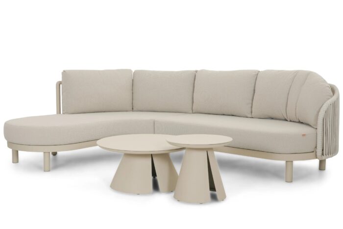 Santika Furniture Nanda/Cayora 50/80 cm hoek loungeset 4-delig – Zand/Beige