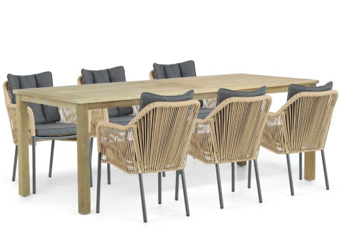 De Laan Projects Laan Marbella/Weston 210 cm dining tuinset 7-delig – Taupe-naturel-bruin