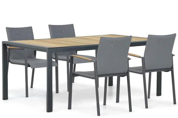 Lifestyle Garden Furniture Brandon/Valence 180 cm dining tuinset 5-delig - Grijs-antraciet