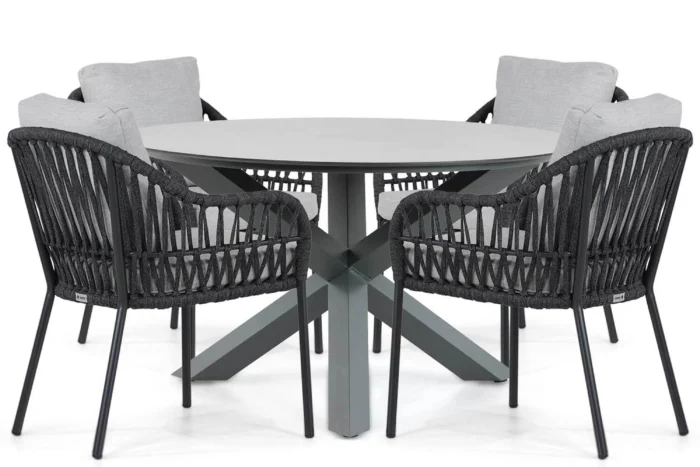 Coco Puerto/Orino 130 cm dining tuinset 5-delig - Grijs-antraciet