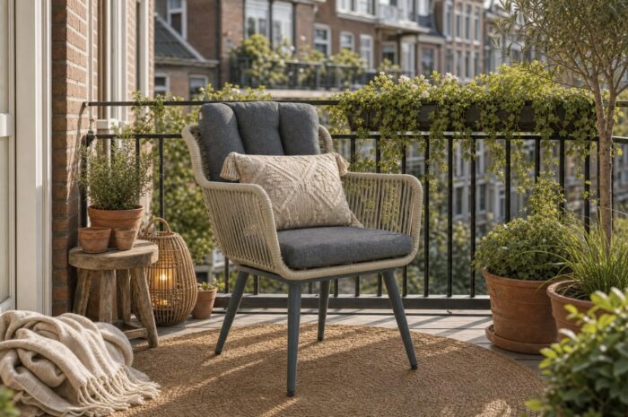 Coco Custa dining tuinstoel – Taupe-naturel-bruin