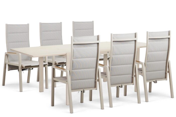 Lifestyle Garden Furniture Essence/Montaro 140/240x90 cm dining tuinset 7-delig - Taupe-naturel-bruin
